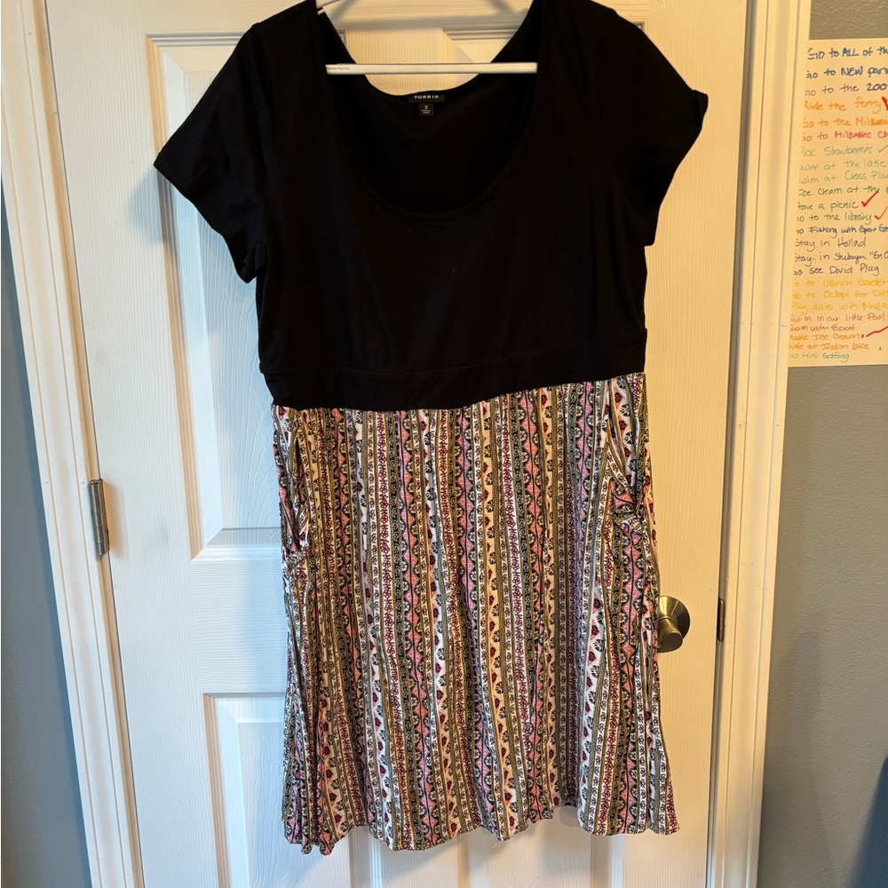 Torrid Black and Multicolor Striped Dress
